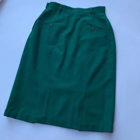 [SOLD] PURE Wool 50's Teal Green High waisted Pin-up Pencil Skirt Pockets Small - Picture 3 of 13
